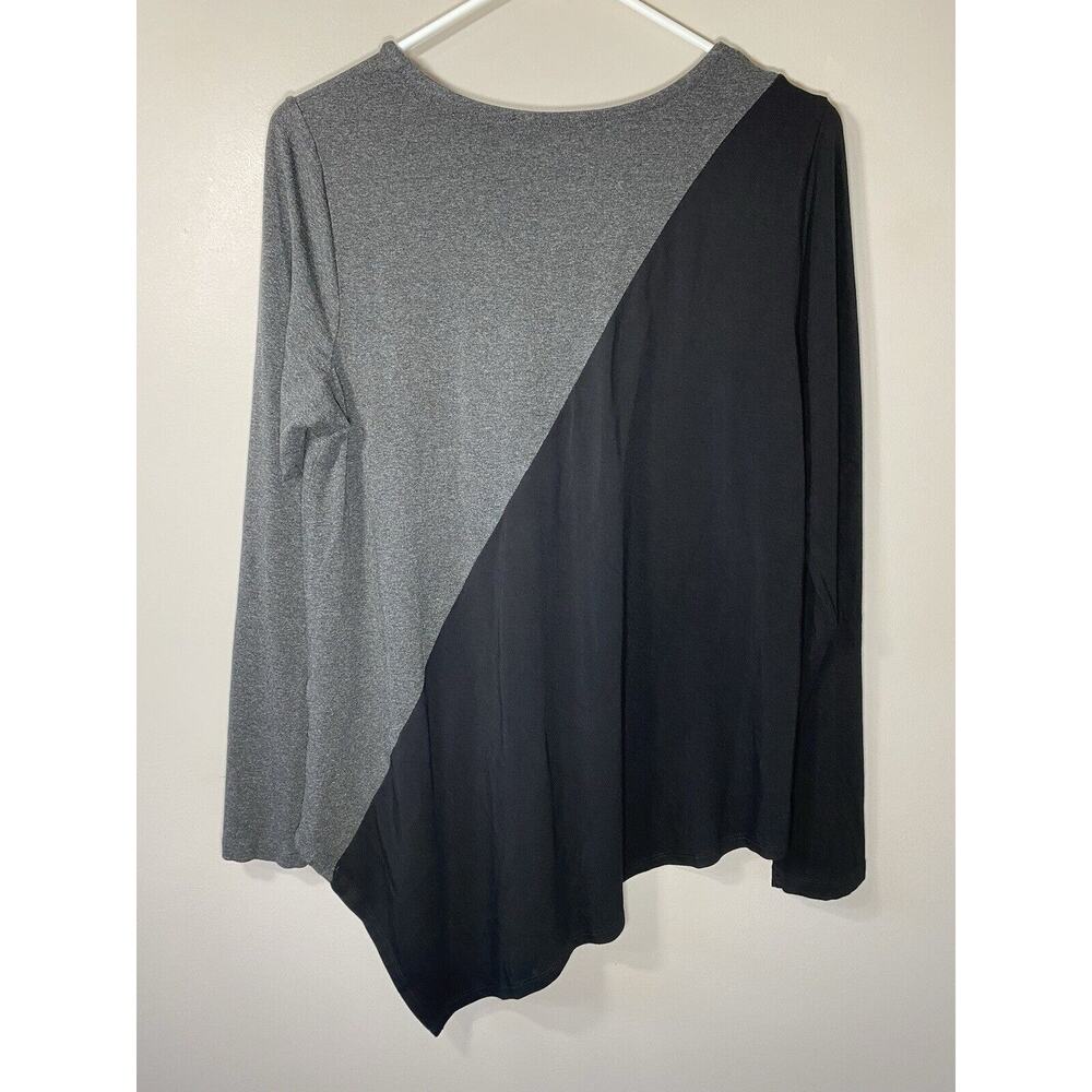 Karen Kane Top MEDIUM Black Gray Diagonal Asymmetric Long Sleeve - Picture 3 of 6